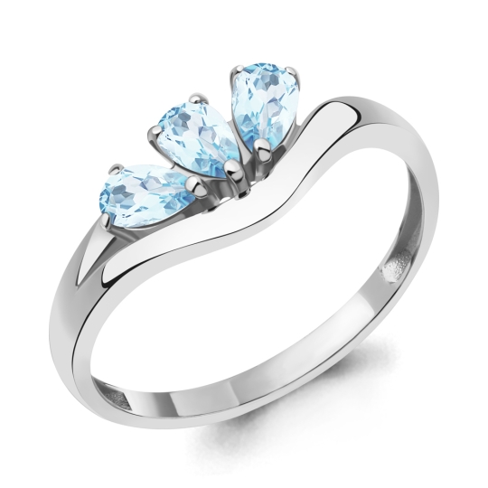 Кольцо из серебра с позолотой, агатами и фианитами