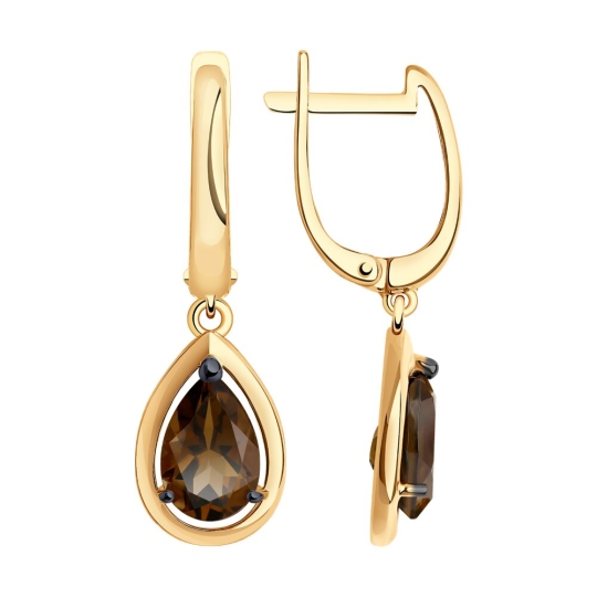 Кольцо из серебра с позолотой и раухтопазом 