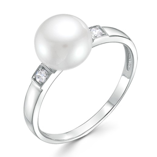 Серьги из серебра с жемчугом и фианитами