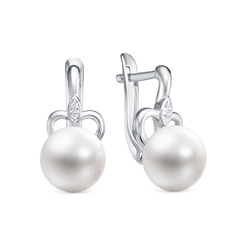 Кольцо из серебра с жемчугом и фианитами