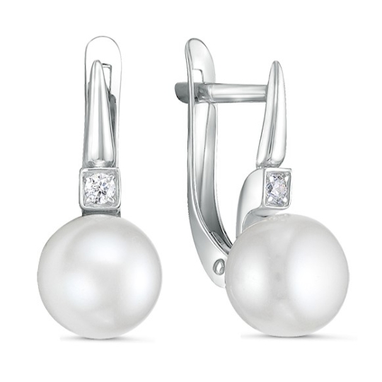 Серьги из серебра с ювелирными кристаллами и фианитами