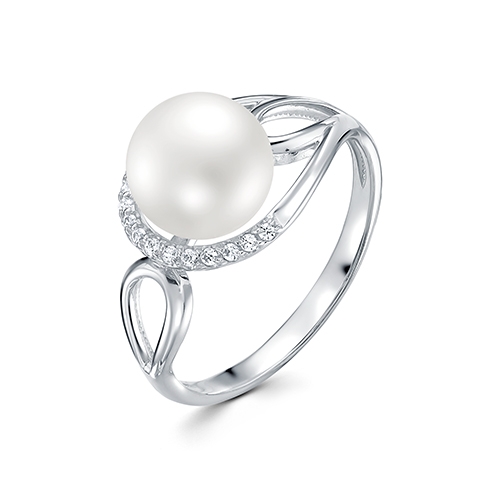 Кольцо из серебра с золотой вставкой и бриллиантами