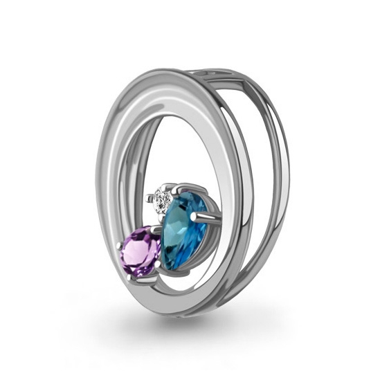 Кольцо из серебра с миксом камней