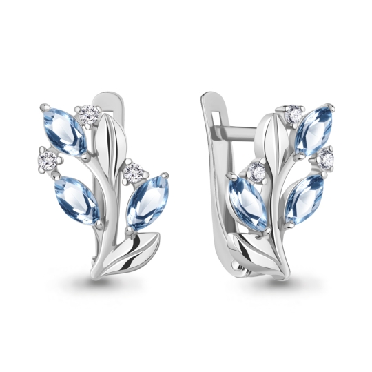 Серьги из серебра с эмалью и фианитами