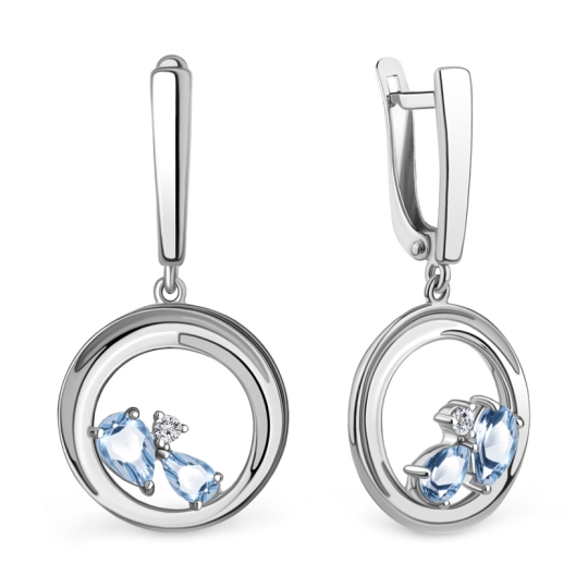 Подвеска из серебра с топазами Swiss и фианитом