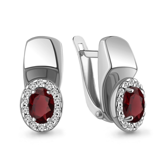 Кольцо из серебра с гранатом и фианитами