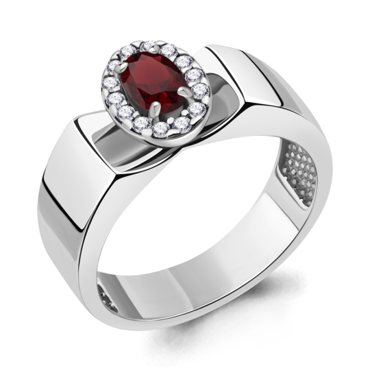 Кольцо из серебра с агатом и фианитами