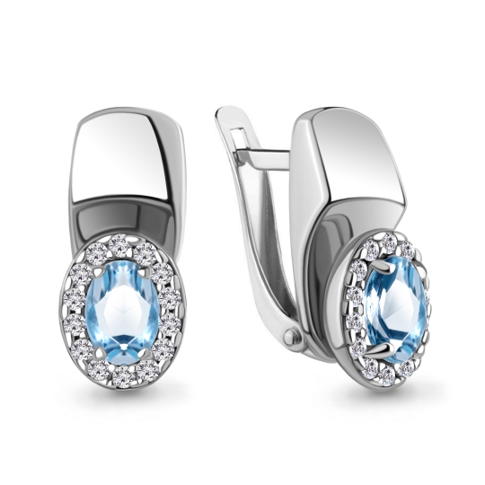 Кольцо из серебра с топазом Swiss и фианитами