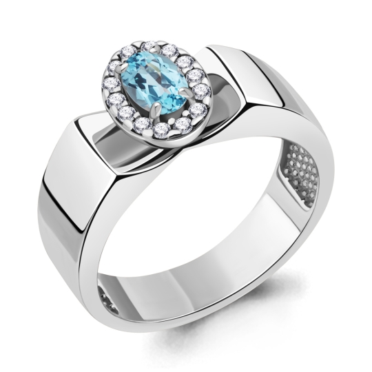 Кольцо из серебра с ювелирным кристаллом и фианитами