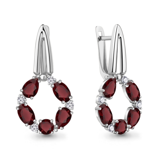 Серьги из серебра с позолотой, цитринами и фианитами