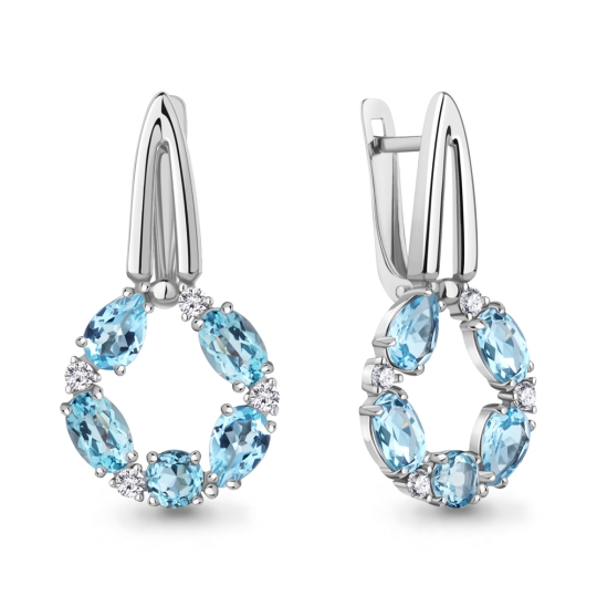 Серьги из серебра с фианитами