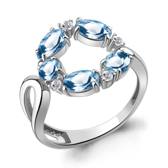 Серьги из серебра с топазами Swiss и фианитами