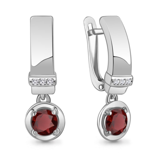 Кольцо из серебра с гранатами и фианитами