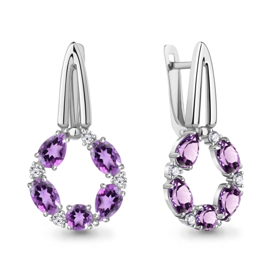 Кольцо из серебра с аметистами