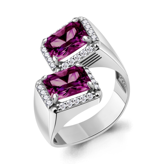 Серьги из серебра с ювелирными кристаллами и фианитами