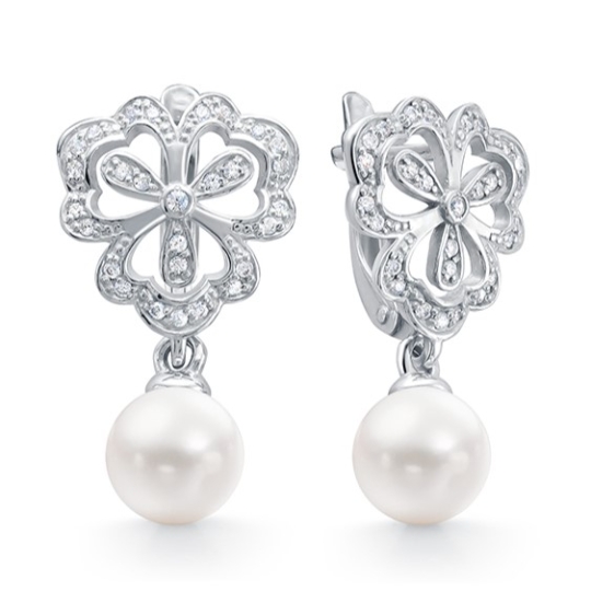 Серьги из серебра с фианитами