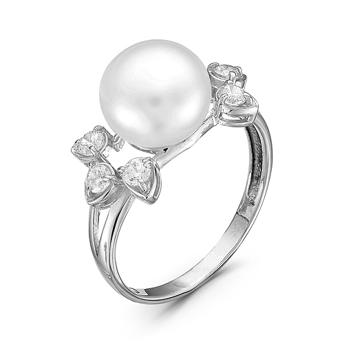 Серьги из серебра с жемчугом и фианитами