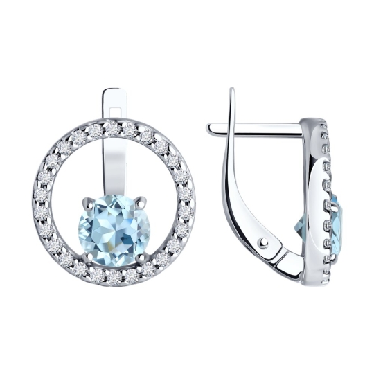 Кольцо из серебра с топазом и фианитами