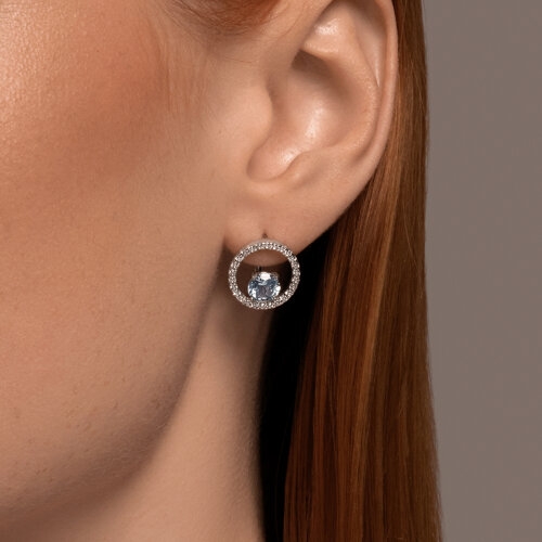 Кольцо из серебра с топазом и фианитами