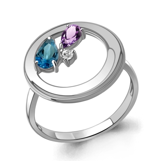 Кольцо из серебра с фианитами