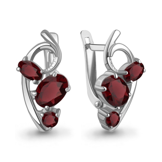 Серьги из серебра с ювелирными кристаллами и фианитами