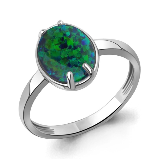 Кольцо из серебра с агатом и фианитами