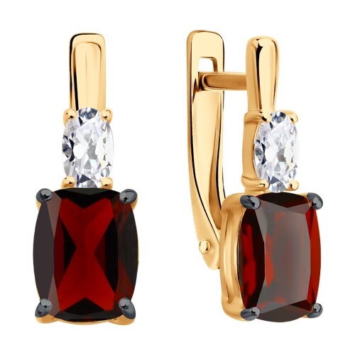 Кольцо из серебра с позолотой, гранатом и фианитами