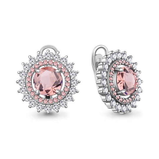 Кольцо из серебра с ювелирными кристаллами и фианитами