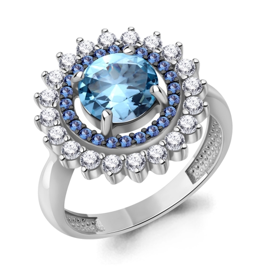 Подвеска из серебра с ювелирными кристаллами и фианитами