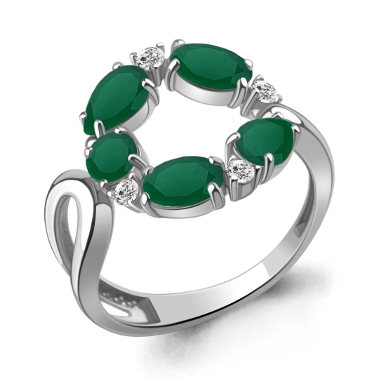 Серьги из серебра с агатами и фианитами