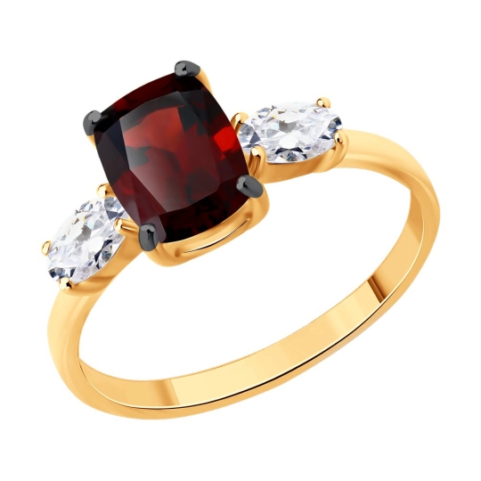 Кольцо из серебра с золотой вставкой и бриллиантом