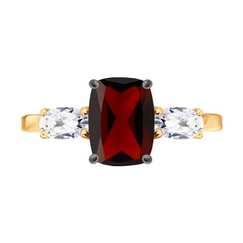 Кольцо из серебра с золотой вставкой и бриллиантом