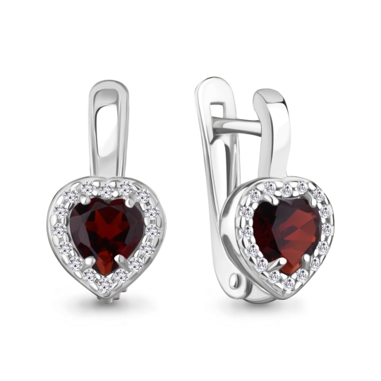 Серьги из серебра с позолотой и фианитами