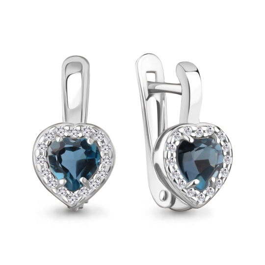 Серьги из серебра с топазами London и фианитами