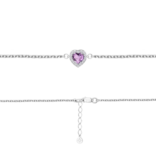 Кольцо из серебра с аметистом и фианитами