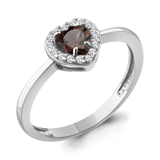 Серьги из серебра с раухтопазами и фианитами