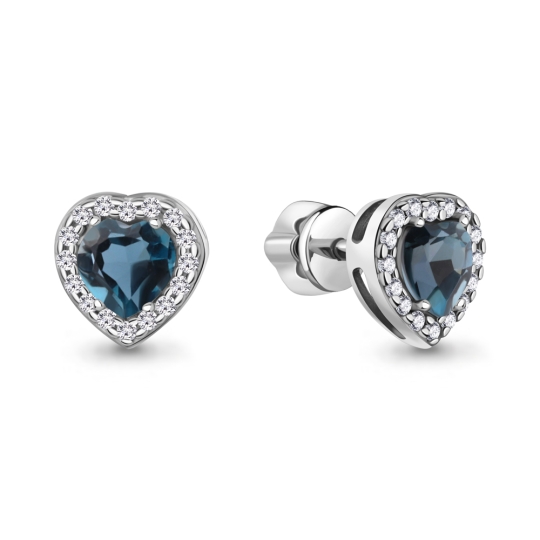 Серьги из серебра с топазами London и фианитами