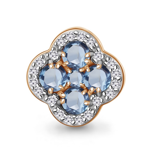 Серьги из серебра с позолотой, топазами Swiss и фианитами