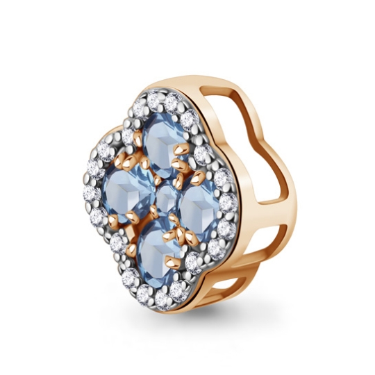 Серьги из серебра с позолотой, топазами Swiss и фианитами