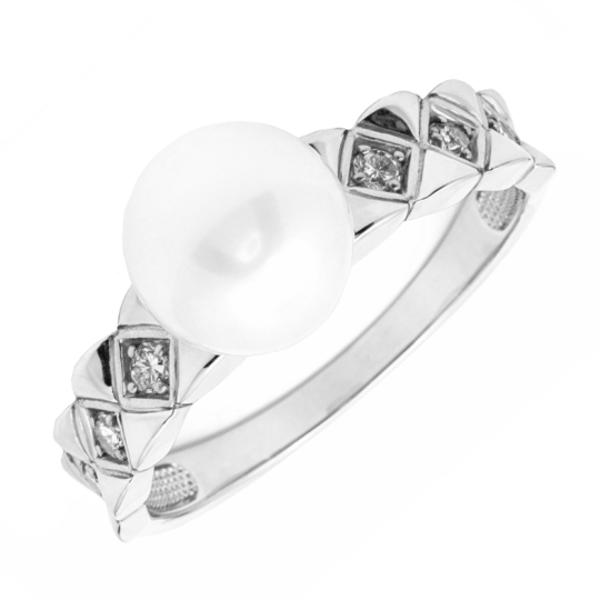 Кольцо из серебра с позолотой, агатами и фианитами