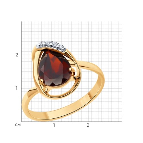 Серьги из серебра с позолотой, гранатами и фианитами