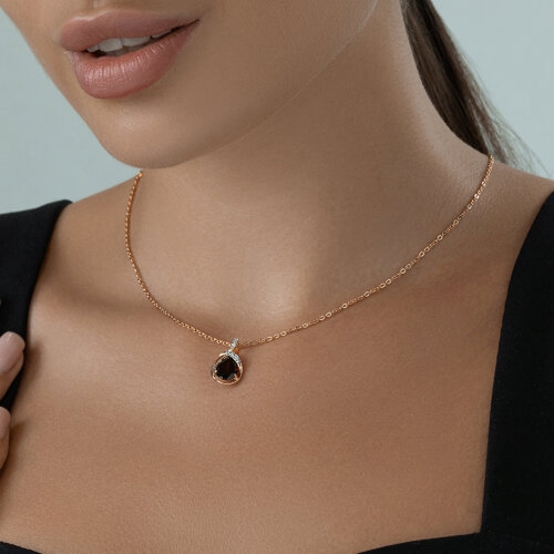 Серьги из серебра с позолотой, гранатами и фианитами