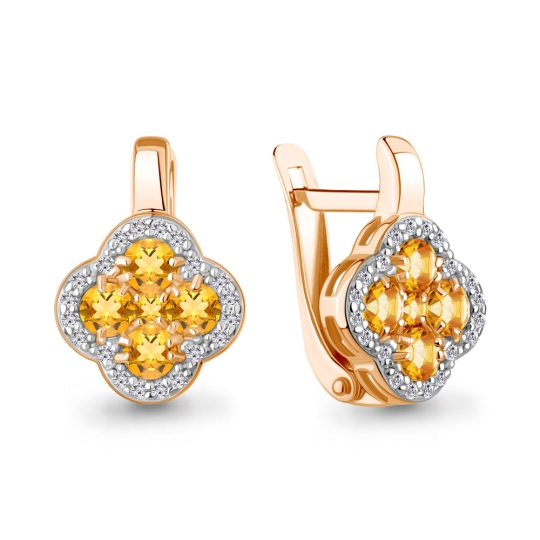 Серьги из серебра с агатами и фианитами