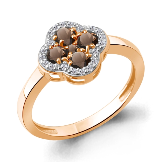 Кольцо из серебра с позолотой и фианитами