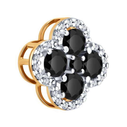 Кольцо из серебра с позолотой, шпинелью и фианитами