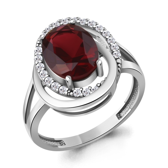 Кольцо из серебра с ювелирным кристаллом и фианитами