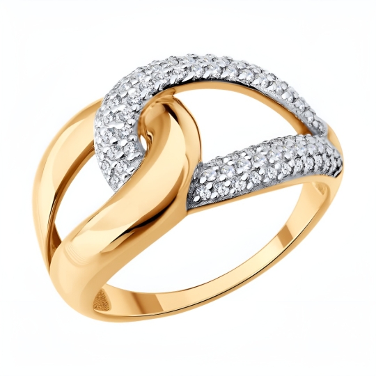 Кольцо из лимонного золота с фианитами