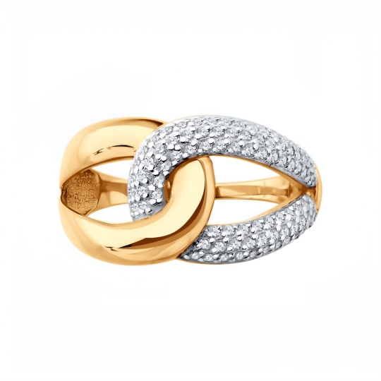 Кольцо из лимонного золота с фианитами