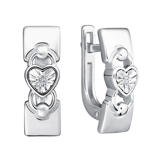 Серьги из серебра с фианитами
