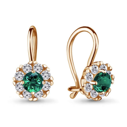 Серьги из серебра с позолотой и фианитами